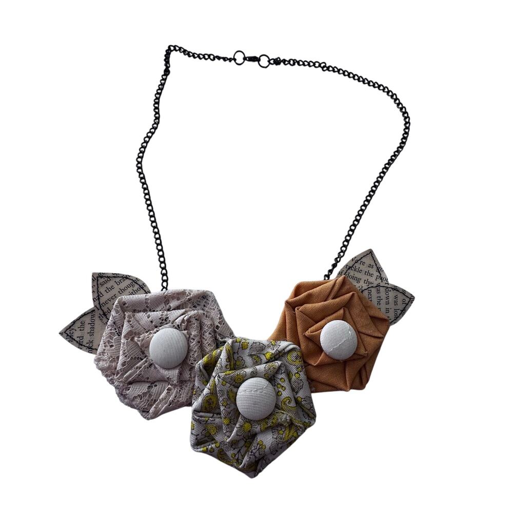 Inglenook Floral Fabric Dimensional Statement Necklace